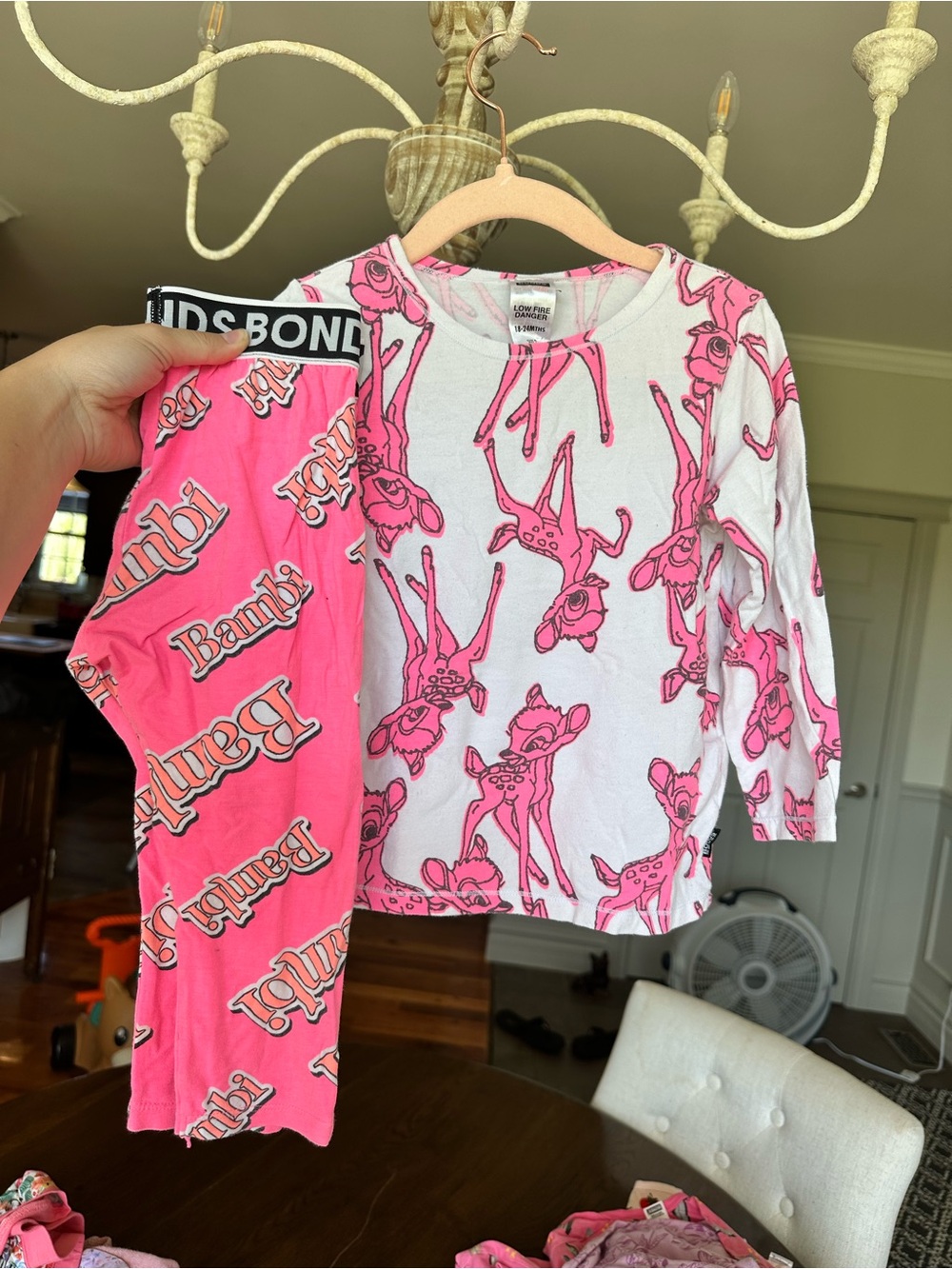 Bambi Pink & White Kids Pajama Set